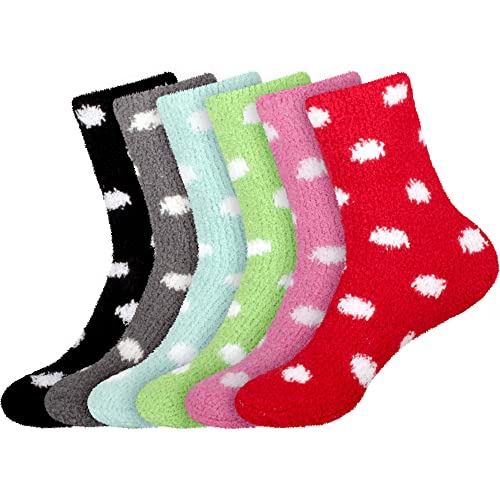 Image of BambooMN Colorful Fuzzy Socks - Assorted Super Soft Warm Microfiber Comfy Home Socks - Value Pack