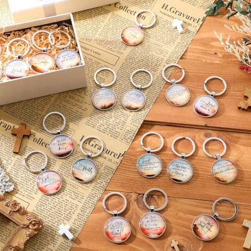 Image of Ferreve Christian Keychain Bulk Mini Bible Verse Keychain with Scripture Quote Religious Church Gift for Women Men