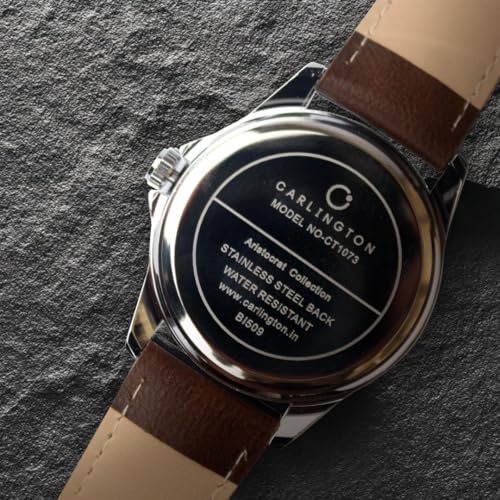 Image of Carlington Aristocrat Series Analog Day & Date Watches for Men with Premium Leather Strap - CT 1073