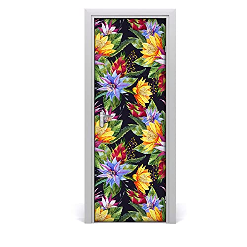 Papier peint sur la porte imperméable fleurs tropic