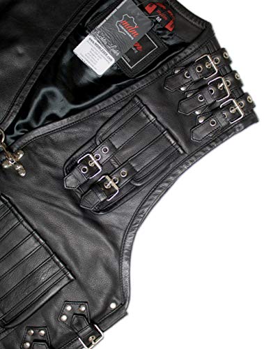 Men's Buckles Leather Vest Made of Genuine Cowhide3