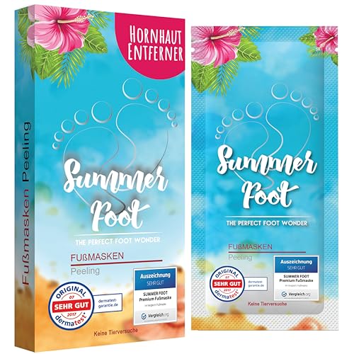 Summer Foot Premium Hornhaut-Entferner - Hornhaut Fußmaske für weiche Füße - Anti Hornhaut-Socken für effektive Fußpflege - dermatologisch getestet - Frauenmaske