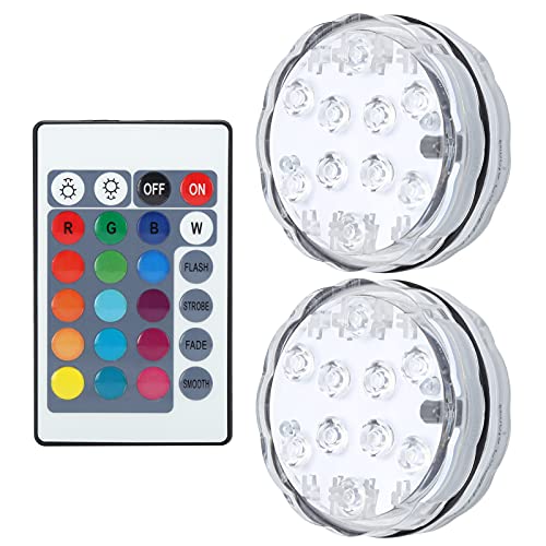 2 pacotes Submersível CONDUZIU Luzes - À prova d'água RGB Multi Color Luzes de piscina com Controle