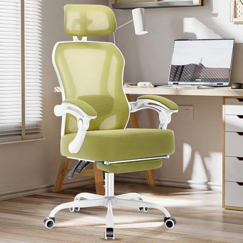 Image of TUKAKA Ergonomic Office Chair with Footrest,Ultra Thick Desk Chair,Green