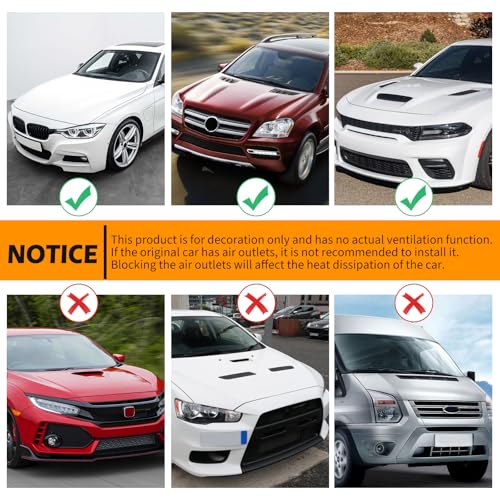 Image of DREAMOTOR Hood Scoops For Cars, Universal Hood Scoop Vents, Automotive Hood Scoops for Trucks Compatible with F150 F250 F350 Dodge Ram 1500 2500 Toyota Tundra GMC Sierra 1500 2500 Jeep Wrangler