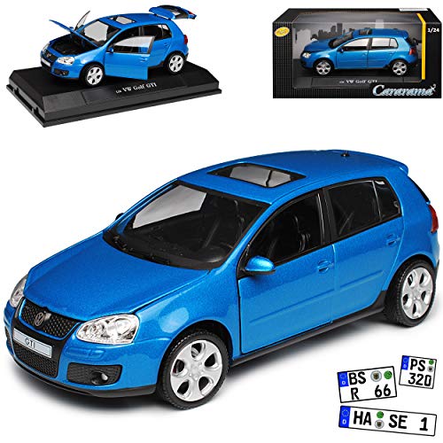 Cararama Volkwagen Golf V G-T-I Blau 5 Türer 2003-2008 1/24 Modell Auto