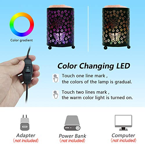V.C.Formark USB Himalayan Salt Lamp, Release Negative Ion Purifying Air, Colors Changing+Warm Light, Metal Lampshade+Natural Salt Crystal, Used for Desk, Bedroom, Living Room and Gift