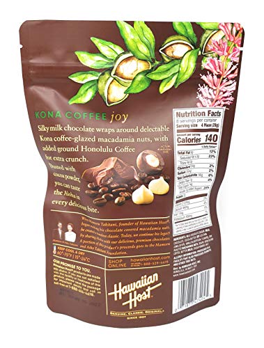 Hawaiian Host Paradise Collection - Kona Coffee Milk Chocolate Macadamia Nuts - 8 Oz Bag