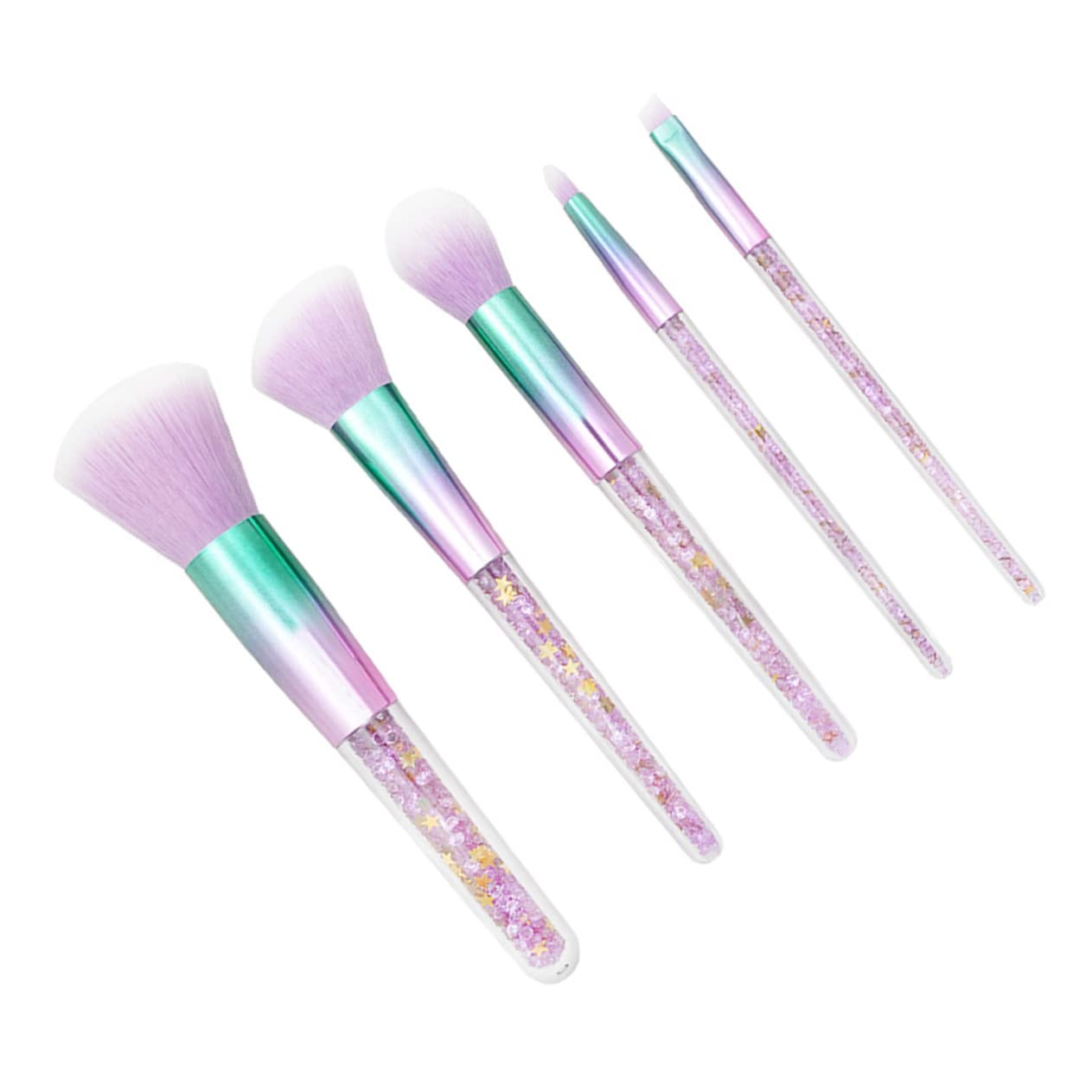 Healeved 15piezas Kit De Pinceles De Maquillaje Profesional Para Mujeres Brochas Para Base Líquida Polvo y Cejas Accesorios De Cosmética Mango Transparente y Cerdas Suaves