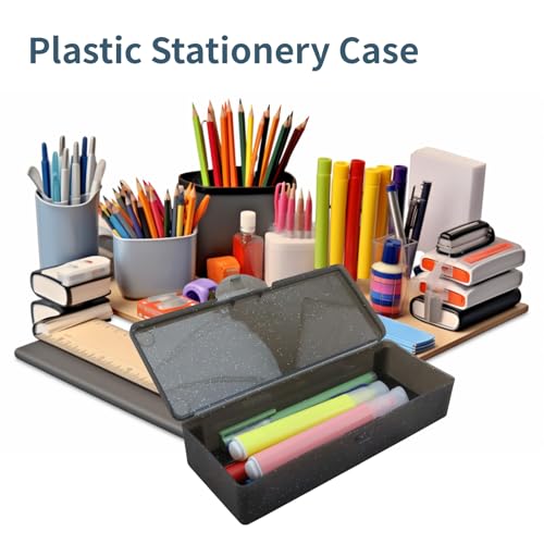 Image of 2PCS Large Capacity Pencil Box Plastic Pencil Case (Frosted Black)