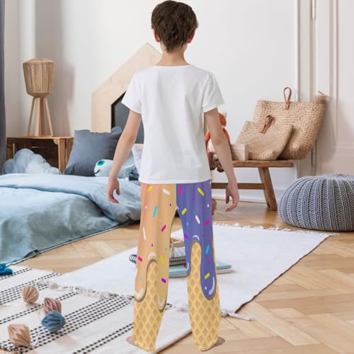 Boy's Pants Two Color Ice Cream Jogger Pants Elastic Waist Long Bottoms Trousers with Pockets 6-14 Years3