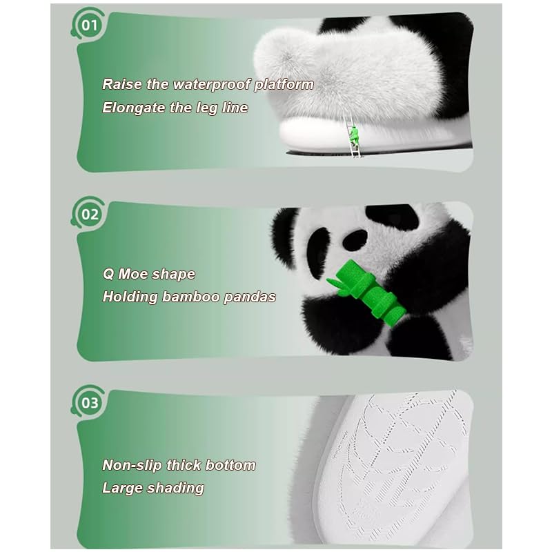 BEdaW Pantofole di Cotone A Forma di Panda, Scarpe da Casa Non Slip Interno, Peluche Calde Scarpe di Confinamento