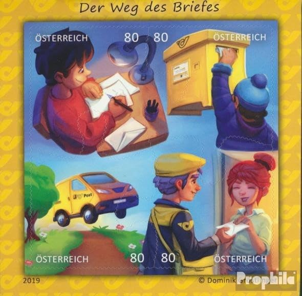Sellos de Austria usados año 2019, bloque completo de historietas para coleccionistas