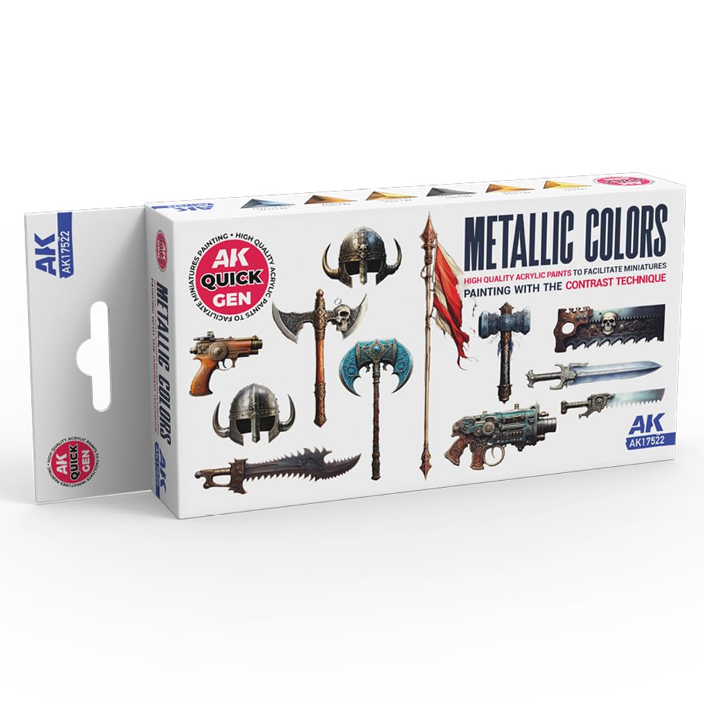 Metallic Colours Set - AK Quick Gen Colour - AK Interactive 18ml Acrylic Paint