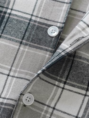 Latuza Men's Cotton Flannel Nightshirt Button Down Sleep Shirt4