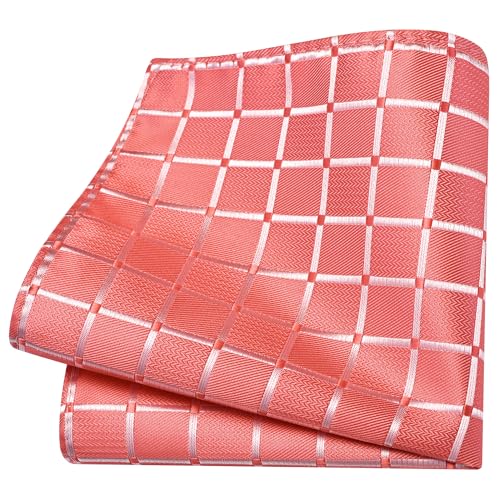 Image of GUSLESON 3.15 inch(8cm) Mens Tie and Lapel Pin Plaid Checkered Necktie Hankerchief Cufflinks Set for Men