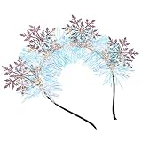 Healvian クリスマスパーティー用雪結晶ヘアバンド 軽量グリッター装飾 女性向け華やかファッションアクセサリー