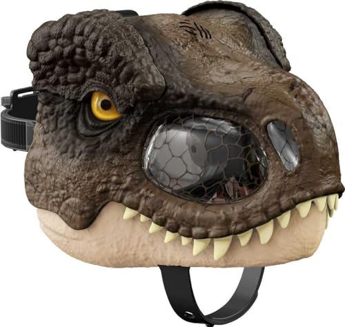 Mattel Jurassic World Dominion Chomp N Roar Tyrannosaurus Rex Dinosaur Mask with Motion & Sounds, T Rex Role-Play Toy