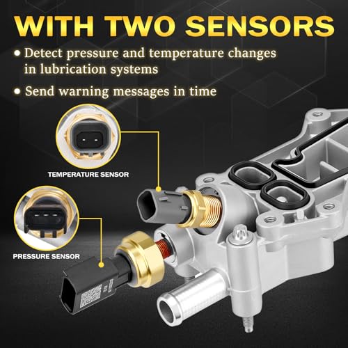 Image of Upgraded Aluminum Engine Oil Filter Housing with Oil Cooler Sensors and Gaskets Compatible with Dodge Charger Challenger Journey, Jeep Wrangler, Ram 1500 2500 3500, Chrysler 200 300 3.6L V6