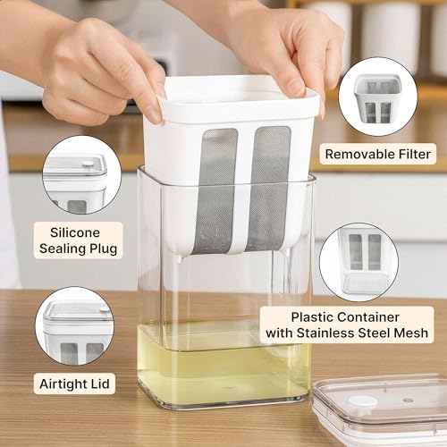 Image of The Better Home Greek Yogurt Maker 1100ml | Hung Curd Strainer | Yogurt Strainer Box | Stainless Steel Mesh |Fine Mesh Strainer with Lid |Homemade Yoghurt| Kitchen Tool