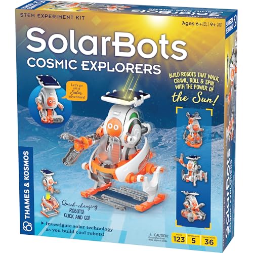Image of Thames & Kosmos SolarBots: Cosmic Explorers STEM Experiment Kit | Build 5 Solar-Powered Robots that Walk, Crawl, Spin & Roll, No Batteries Required, Solar Panel Included, Explore Solar Technology