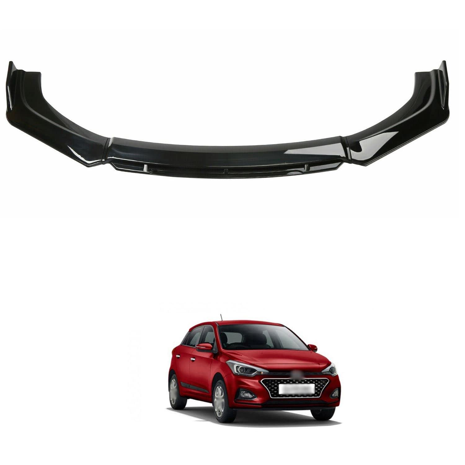 Universal Front Bumper Lip Kit, Car Front Bumper Spoiler Splitter Body Kit Side Skirt Front Bumper Protector Guard Scratch-Resistant fits Compatible with i20 Elite
