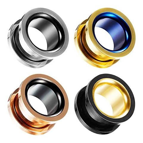 COOEAR Ear Gauges Screw Surgical Steel Plugs, Flesh Stretchers Earrings, Size 2g to 30mm Colorful Tunnels Cover