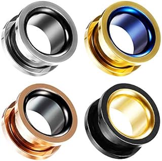 COOEAR Ear Gauges Screw Surgical Steel Plugs, Flesh Stretchers Earrings, Size 2g to 30mm Colorful Tunnels.