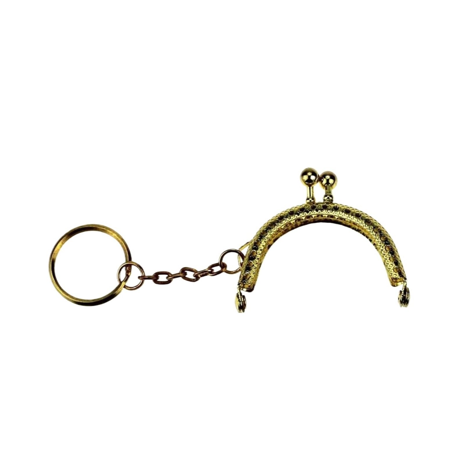 PVUVTNAHW 20Pcs/Lot 5cm Golden/Bronze/Silver/GunBlack Half Round Metal Purse Frame Kiss Clasp Lock With Key Ring(Golden)