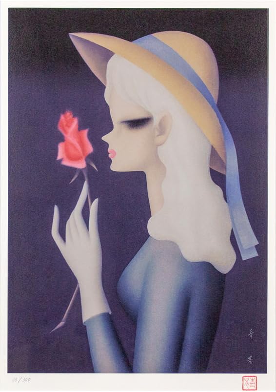 Amazon.co.jp: 東郷青児 「 バラ一輪 」 リトグラフ 版画 : ホーム