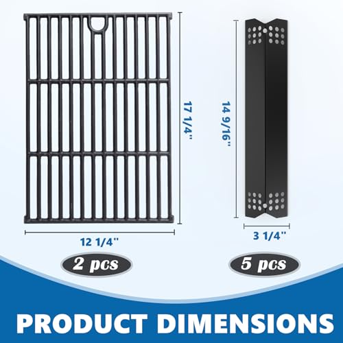 Image of SafBbcue Grill Parts Kit for Nexgrill 720-0925P 720-0925 Replacement Parts 4 Burner, Grill Grates for Nexgrill 5 Burner 720-0925 Cast Iron, Porcelain Steel Grill Heat Plates for Nexgrill 720-0925P