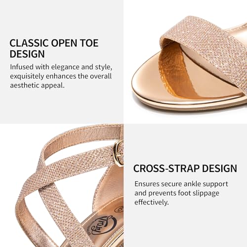Image of Trary Women's Block Chunky Heel Sandals for Women Open Toe Adjustable Cross Ankle Strap Dress Shoes Walking Wedding Evening Bridal Heels