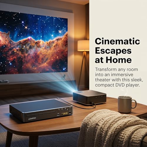 Image of LONPOO DVD Player with HDMI for TV, Region Free DVD Player with Full HD Picture Quality,Microphone Port,USB Playback,HDMI & AV Cable Included,Not Support Bluray