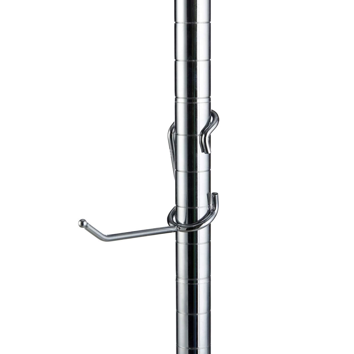 Shelf Pole Hooks 5-Pack | 4" Chrome Hooks for 1-Inch Diameter Poles ONLY | Heavy-Duty Snap-On for Wire, Metal & Metro Shelving | Ideal for Garage, Kitchen & Warehouse Storage