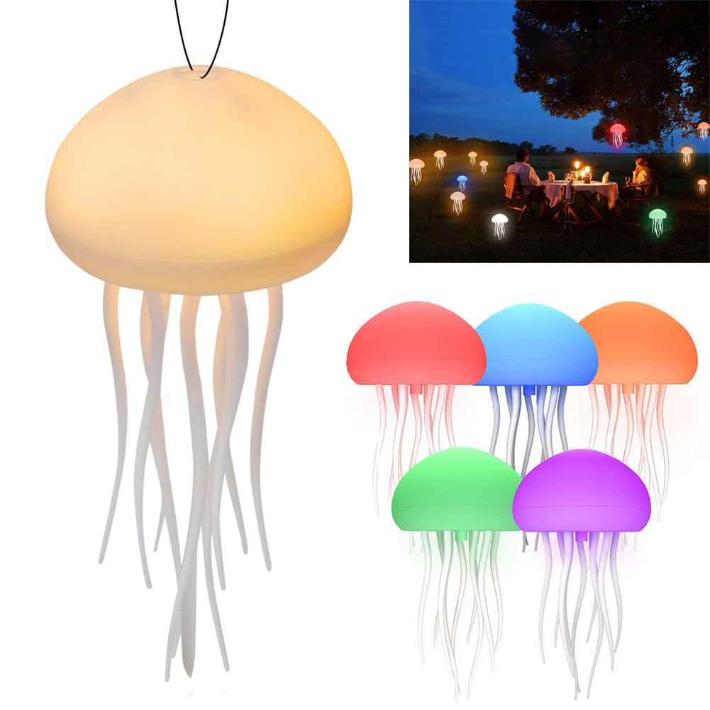 Usper Hanging Jellyfish Lamp with Voice Activated, LED Jellyfish Table Lamp with Type-C Charging, 5 Colors Mood Light Jellyfish Nightlight for Bedroom Home Office Desktop Decoration — image 1