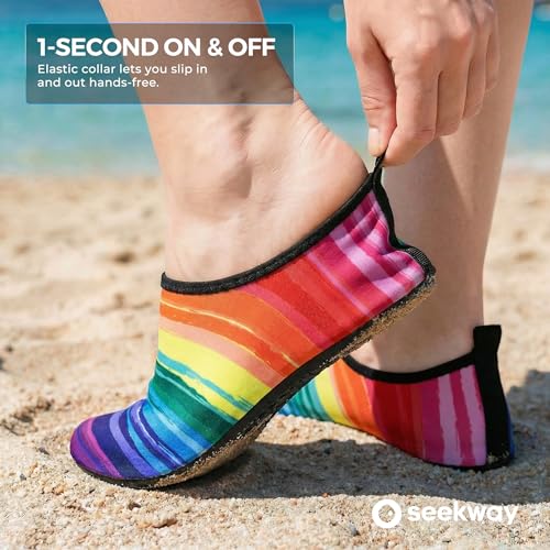 Image of SEEKWAY Water Shoes Women Men Adult Quick-Dry Aqua Socks Barefoot Non Slip for Beach Swim River Pool Lake surf Black SK002(U)