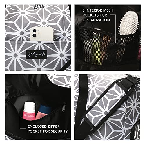 Jadyn 22" Women's Large Duffel/Weekender Bag With Shoe Pocket, Travel Bag (Geometric Gray) #TOP3