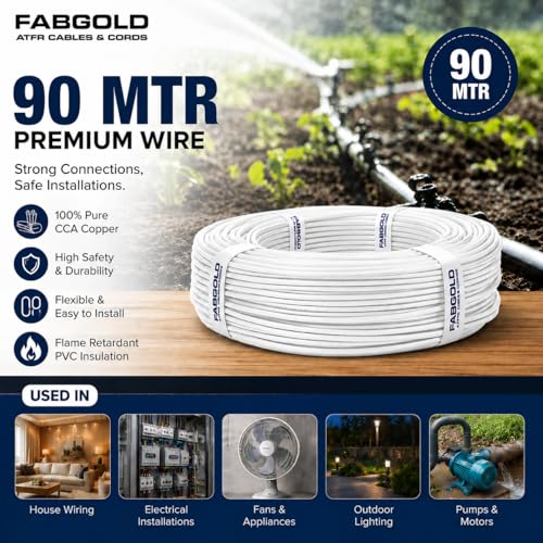 Image of 1.0 sqmm Single Core Copper Electrical Wire, 90 Meter (White) | Heat Resistant & Flame Retardant (FR) | Lead-Free LSH House Wire for Home & Industrial Use