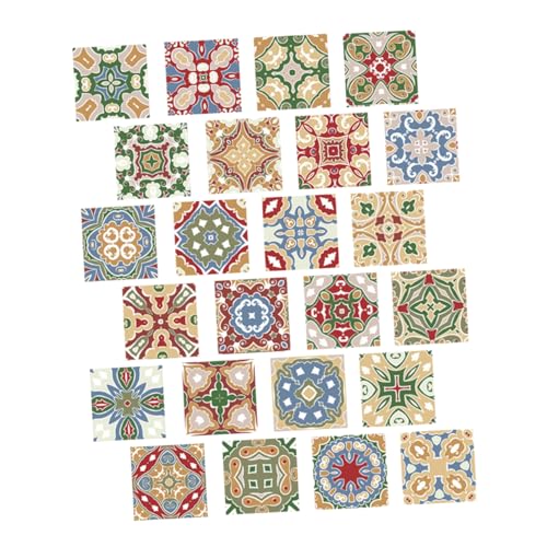Lurrose 24 Piezas Vinilo Pared Azulejos Retro Para Protector Contra Salpicaduras Decoración Muro Pegatinas Mate Cocina Backsplash Azulejos Pelar y Pegar De Polivinilo