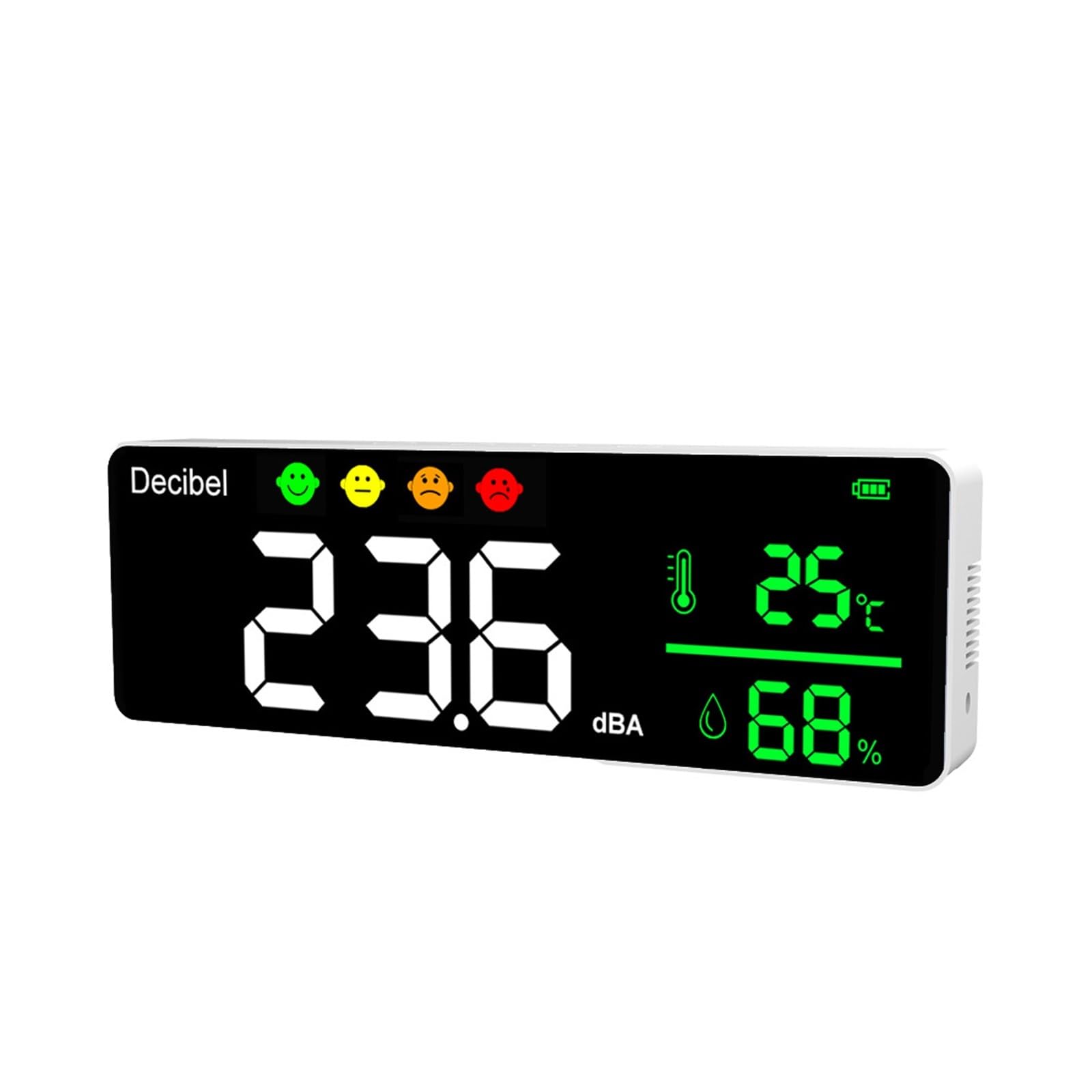 Sonometro, Instrumento de medición de ruido, medidor de sonido Digital con decibelios, medidor de temperatura y humedad, Detector 3 en 1, probador de pantalla grande montado en la pared