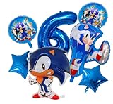 7PCS Sonic balloon, Sonic party supplies, children's Sonic 6th anniversary party decoration.
