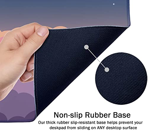 Image of SSOIU Cute Clouds Purple Desk Mat, Extra Large XXL Gaming Mouse Pad 35.5 inch X 15.7 inch, Waterproof with Stitched Edges