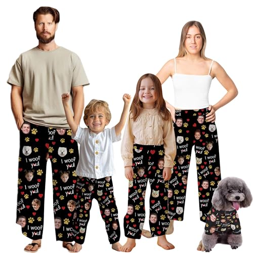 Custom Pet Pajama Personalized Pajamas Pants with Picture Name Customized PJS Pants Trousers for Men Women Family