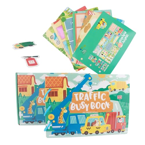 Image of Busy Book for Toddlers, Preschool Learning Activities, Montessori Toys for 3+ Years Old Boys and Girls, Easter Gifts, Transportation Sticker Book