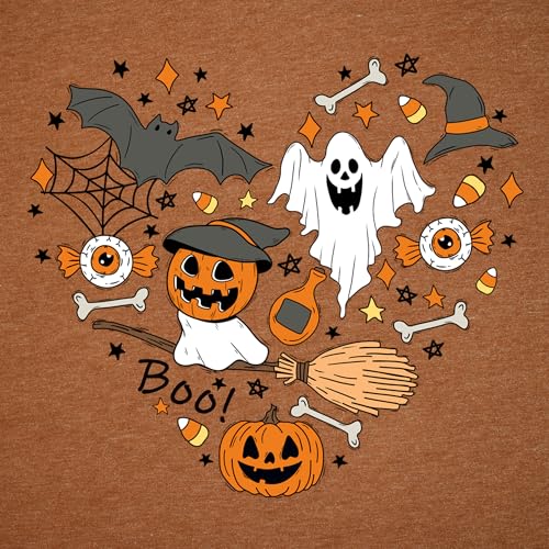 Adiaoa Women'S Halloween Shirt: Love Art Patterns Halloween Party T-Shirt Crewneck Short Sleeve thumb #2