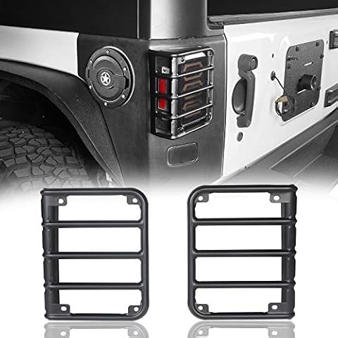 Hooke Road Matte Black Tail Light Cover Guards for Rear Taillights Compatible with Jeep Wrangler JK 2007-2018 - Pair Cover