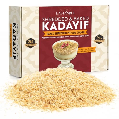 Eastanbul Baked & Shredded Kataifi for Milk Pudding Toasted Kataifi Kadayif Pastry Dough for Dubai Chocolate Shredded Fillo Dough Katifi Muhallebi Kadaifi Sprinkles Crushed Roasted Katafi 250g