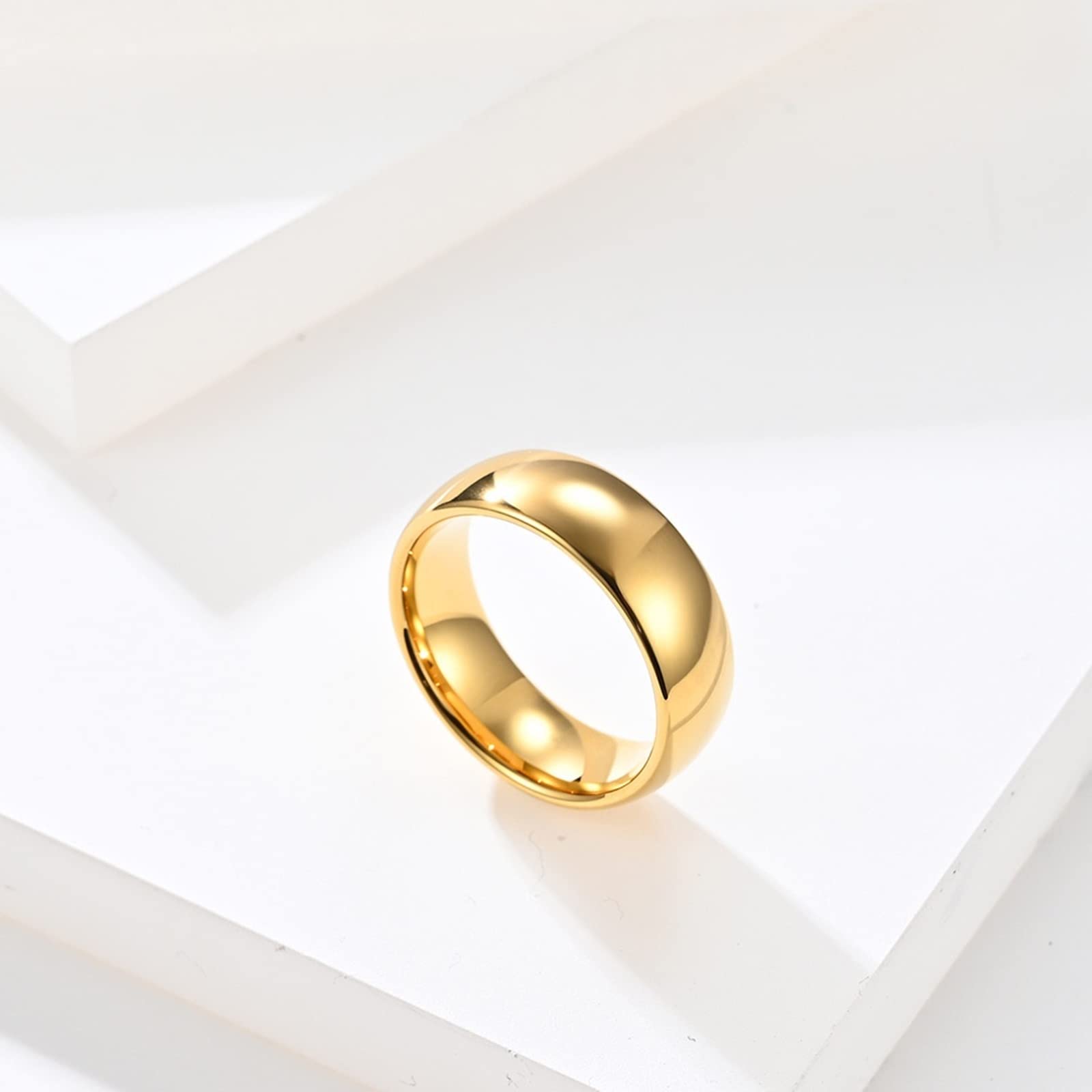 Set di FEDI Nuziali abbinate per Lui e per lei, Anelli Personalizzati per Anniversario in tungsteno Misura da L 1/2 a Z 1/2 Anello in Oro Lucido 8 mm 6 mm