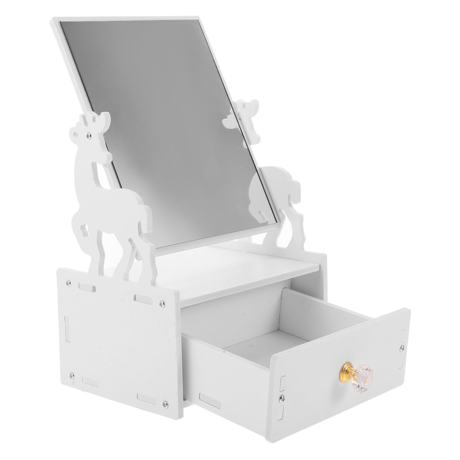 FRCOLOR 3 Pezzi Organizer da Scrivania con Specchio, Bianco, Compatto in