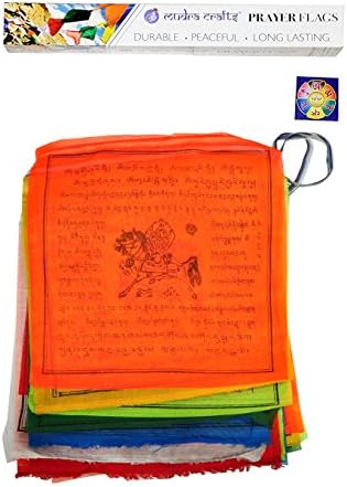 Mudra Crafts Tibetan Buddhist Indoor Outdoor Windhorse Neon Pack of 21 Prayer Flags
